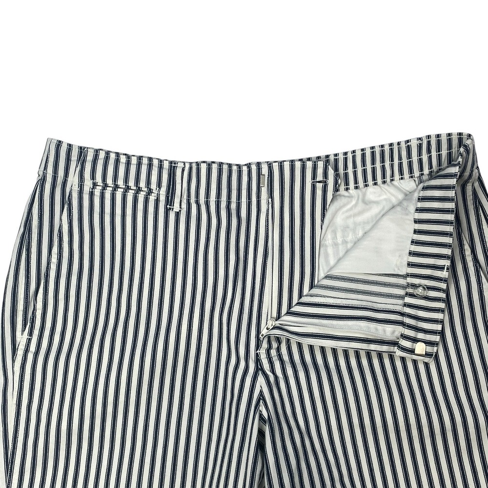 Lands End Striped Pull On Shorts Women's 14 Blue White Cotton Elastic Back - Picture 9 of 10